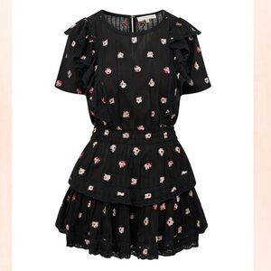 LoveShackFancy Natasha Floral Black Mini Dress size XS